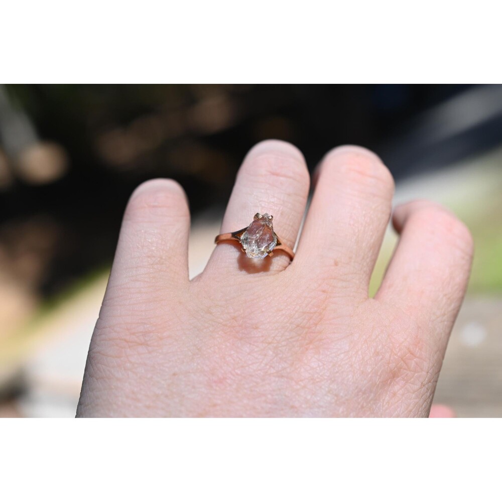 Solid 14k rose gold engagement ring with Lake County diamond